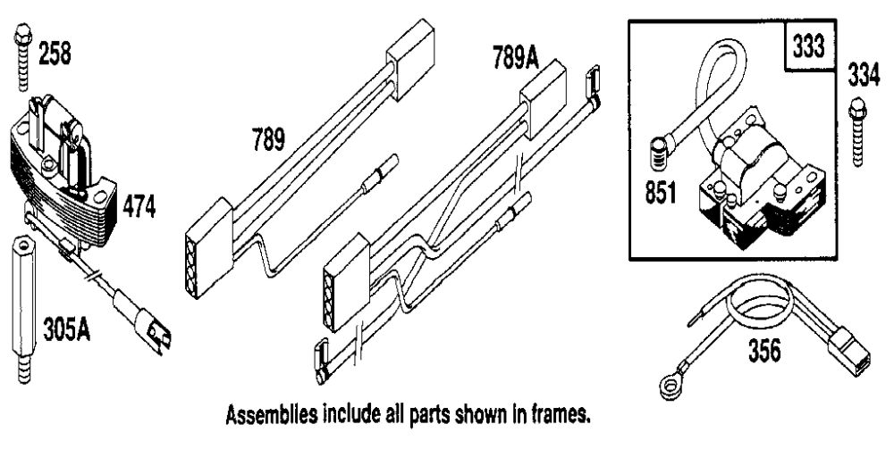 Harness Assembly Diagram and Parts List for 122700  Briggs and Stratton Engine